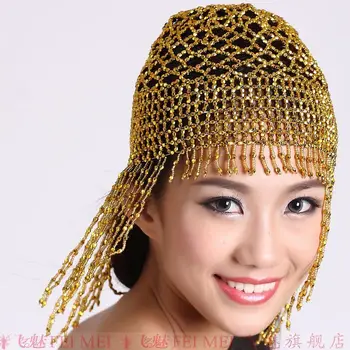 

NEW! beads belly dance accessories senior tassel beads belly dance hat for women dance hats accessories