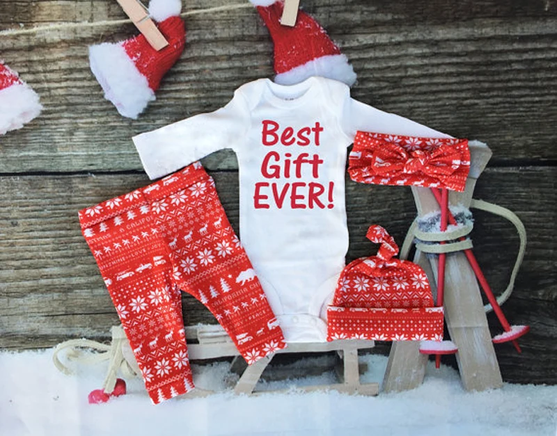 Комплект из 3 предметов, коллекция года, осенний комплект одежды для малышей, Рождественский хлопковый топ для маленьких мальчиков и девочек, комбинезоны леггинсы, штаны, комплект одежды