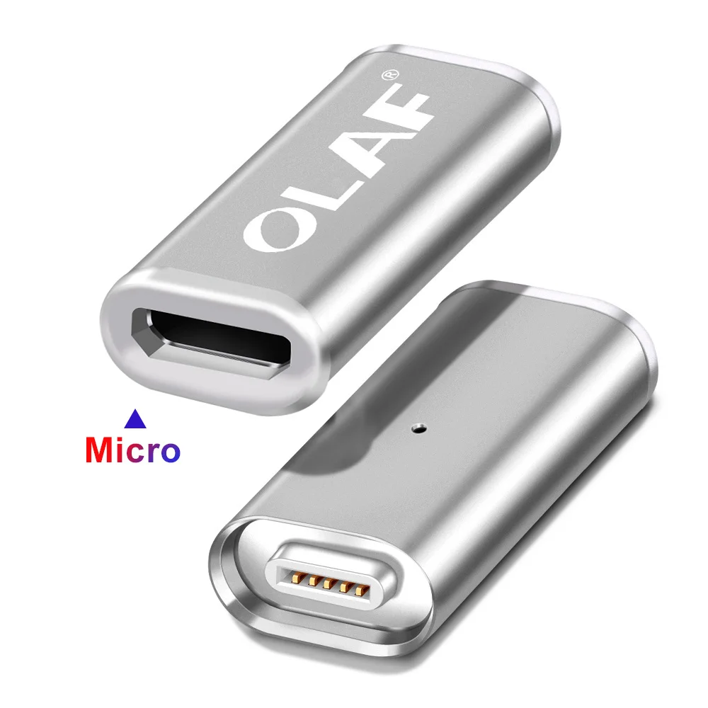 LED Light Magnetic Adapter Transfer Connector Magnetic Micro USB Connector Adapter IOS Android Type-C Magnetic Adapter USB TypeC - Цвет: For Micro USB Sliver