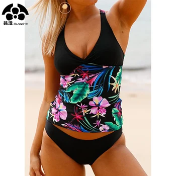 

QIANG YI 2019 Summer New Push Up Sexy Bikini Set Swimwear Women Swimsuit Female Vest Top Bathing Suit Beach Cross Swimming Wear