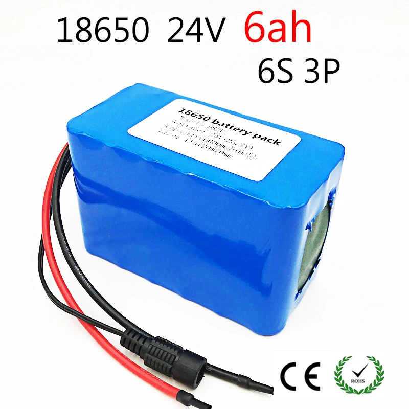 24V аккумулятор 25,2 V 6Ah 18650 Аккумулятор 6000mAh аккумуляторная батарея для gps-навигатора/камеры/Гольф-автомобиля/электрического велосипеда/светодиодный/светильник