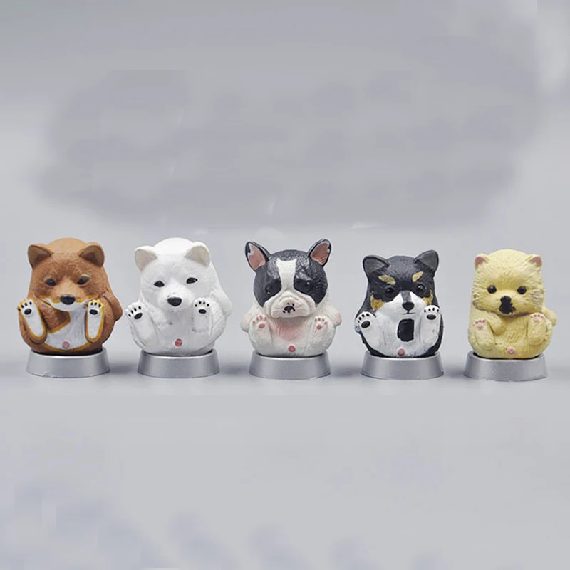 

Cute Round Dog Shiba Inu Bulldog Pomeranian Huskies Variety of Animal Models Green Plastic Dolls Toys Hands Model Decorations
