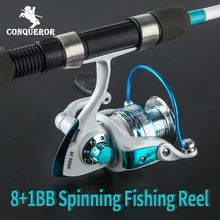 Conqueror Лето 3000 серия 9BBs спиннинговая Рыболовная катушка Макс тяга 9 кг Карп Рыболовная спиннинговая катушка металлические рыболовные блесны катушка