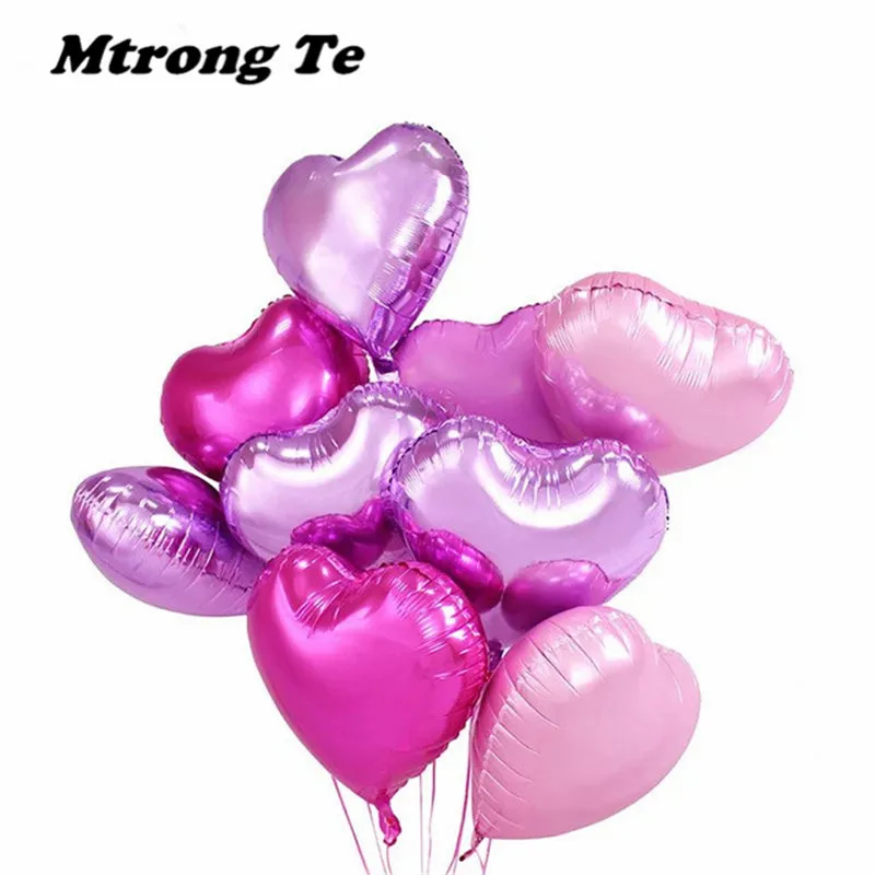 10pcs-18inch-Foil-Balloons-Birthday-Romantic-Heart-Pearl-Pink-Helium-Wedding-Valentine-s-Day-Globos-Party