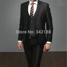 Обычный заказ 3 частей черный мужчины в костюмы свадьба костюмы западный свадьба смокинг / свадьба мужчины костюмы