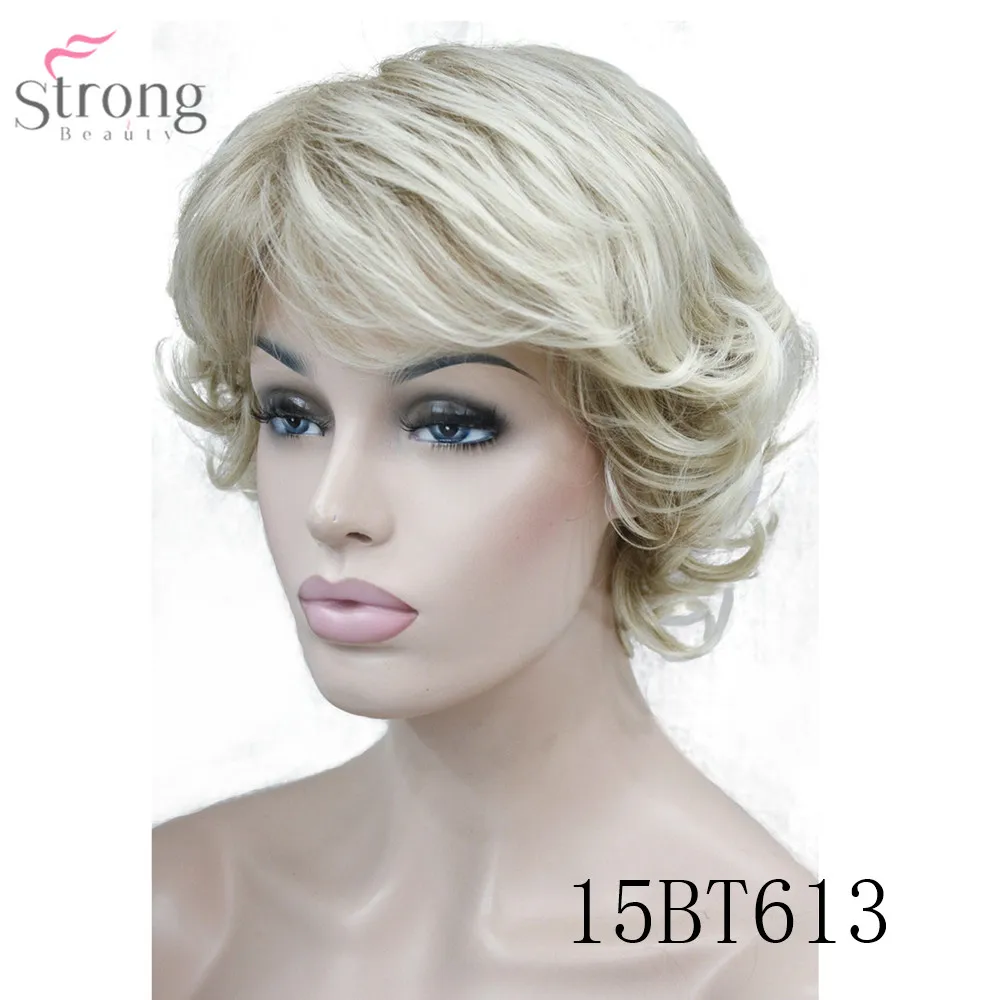 Women Blonde Short Curly Hair Wigs E-221 15BT613 (2)