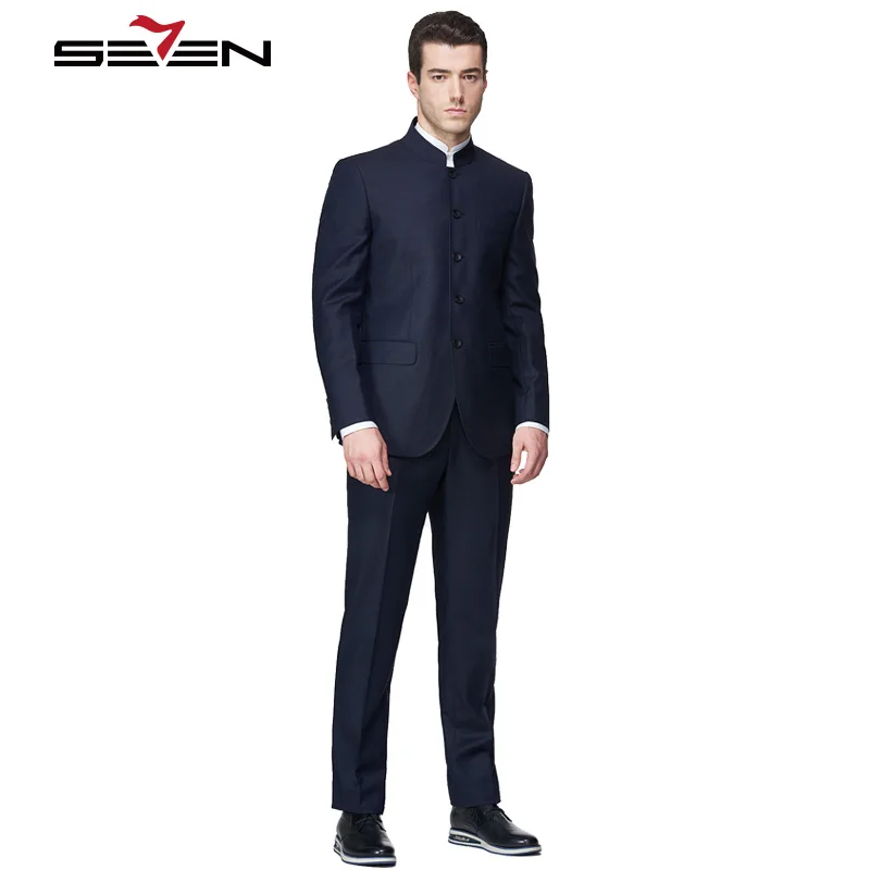 Clásico Traje Fit Para Formal Hombres Mandarin Slim Chino Seven7 AZwxqZ