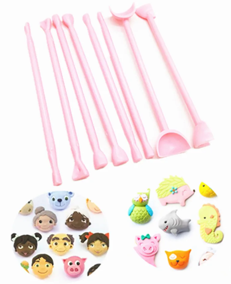 

8 Pcs Cartoon Animal Doll Eye Shape Carving Mold Cooking Tools Fondant Biscuit Mold Cake Decorating Resin Candy