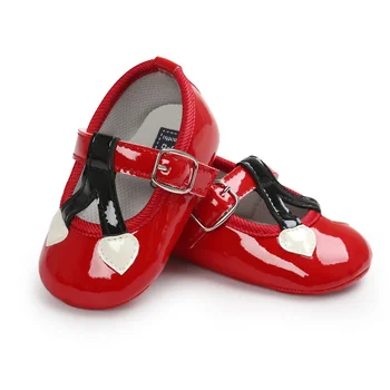 

PU First Walker Kids Girls Princess Shoes Baby Love And Cherry Cute Soft Bottom Shoes 0-18M