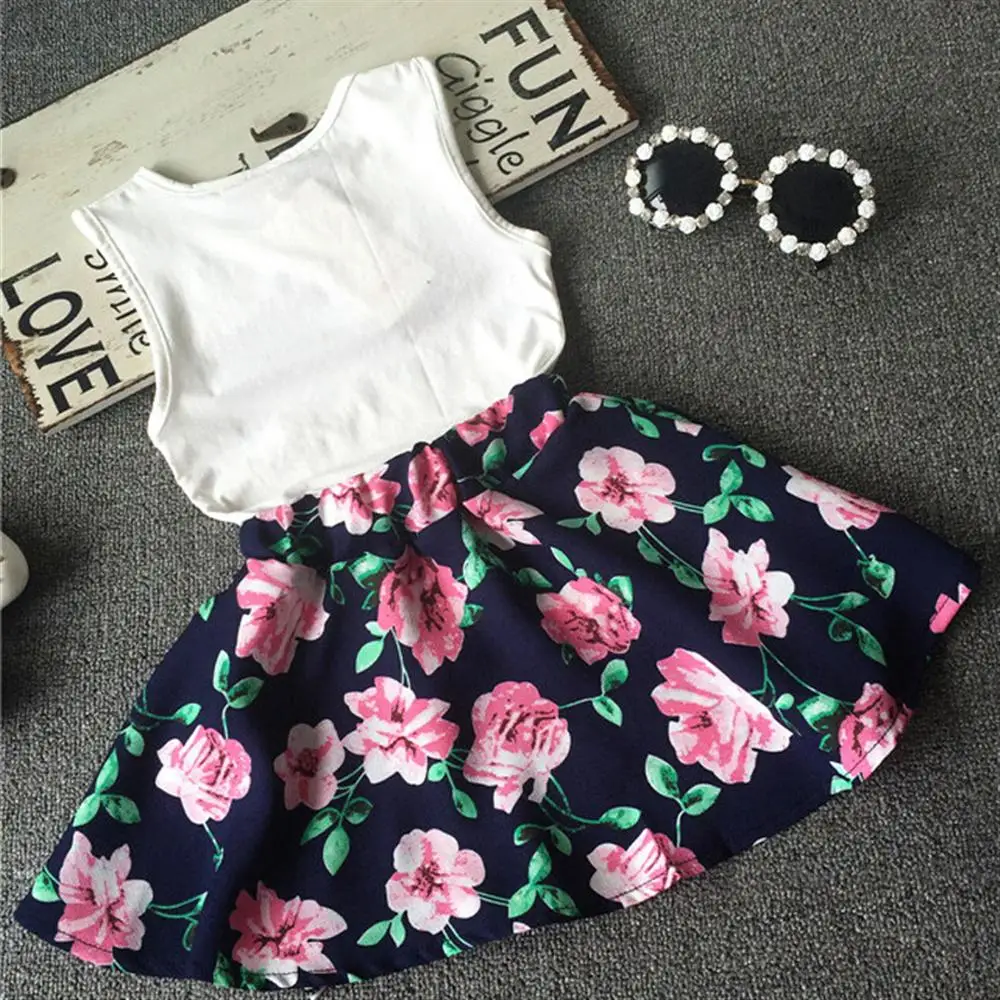 2 3 4 5 6 7 8 9 10 سنة الفتيات ملابس الصيف الاطفال الدعاوى للفتيات الحب إلكتروني سترة زهرة تنورة الأطفال الملابس مجموعة روبا Niña