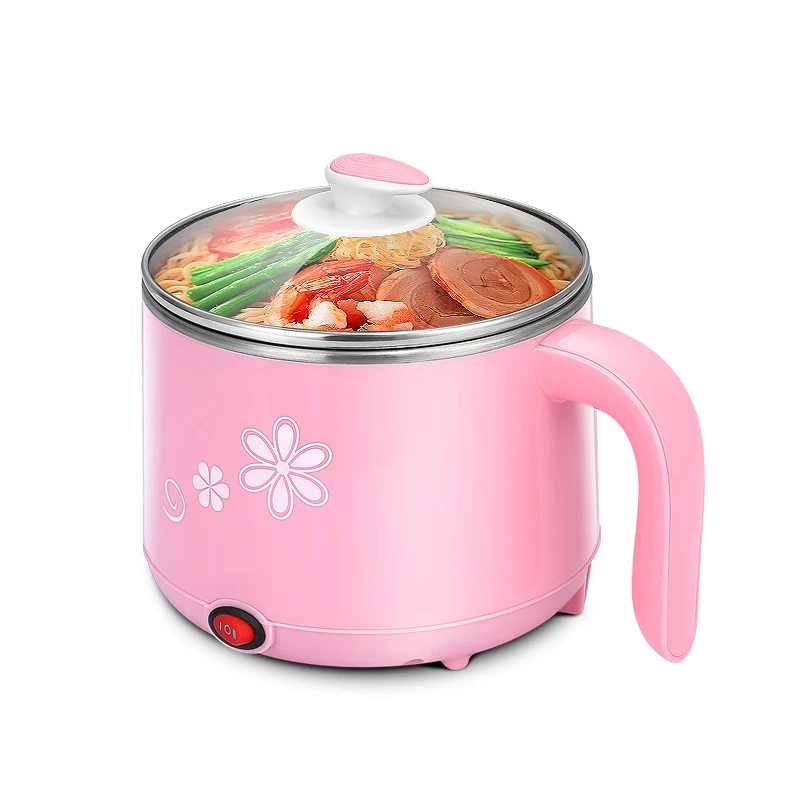 Синий розовый красивый красочный бытовой электрический чайник кухонная сковорода кухонный инструмент Горячая кастрюля с выпуском пара вскипятить анти-ожога - Цвет: Pink without steamer