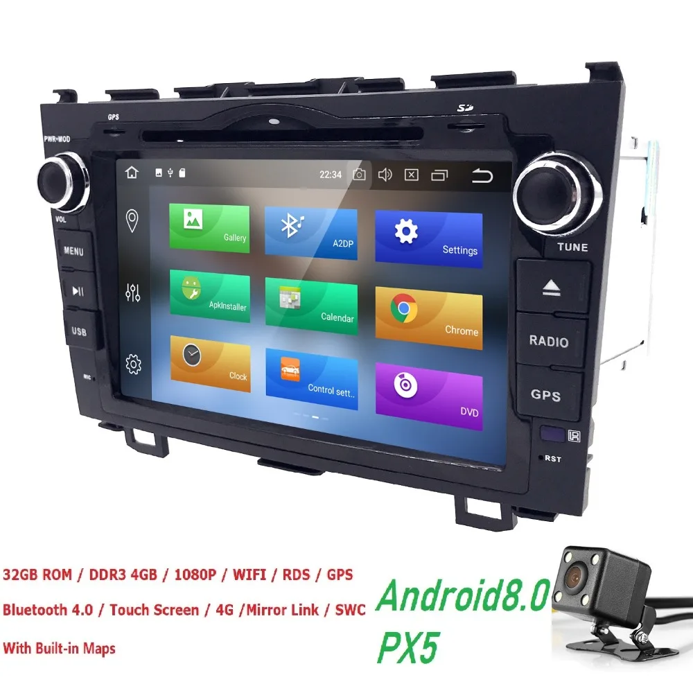 4G+ 32G Android8.0 автомобильный dvd видео плеер для Honda CRV 2006-2011 8OctaCore 8 дюймов 2Din автомобильный DVD Радио gps навигация TPMS OBDII DVBT