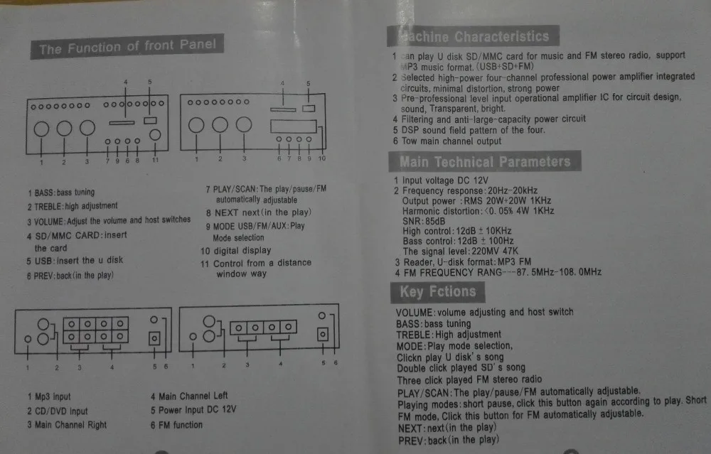 Wholesale DC 12V Mini Bluetooth Amplifiers Headphone Amp SD/USB Play FM Radio With Remote Control For Home/Car Dac plate amplifier