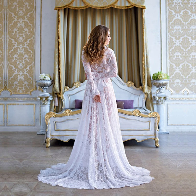 white lace maxi robe