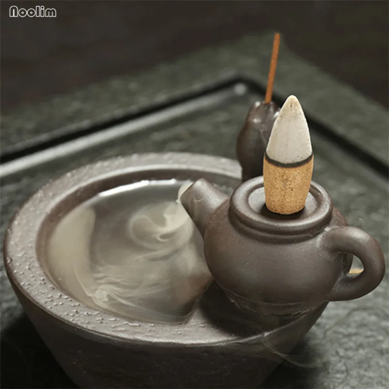 Форменный чайник дым водопад керамическая курильница для благовоний горелка кадильница для ароматерапии база домашний декор+ 20шт пирамидки благовоний