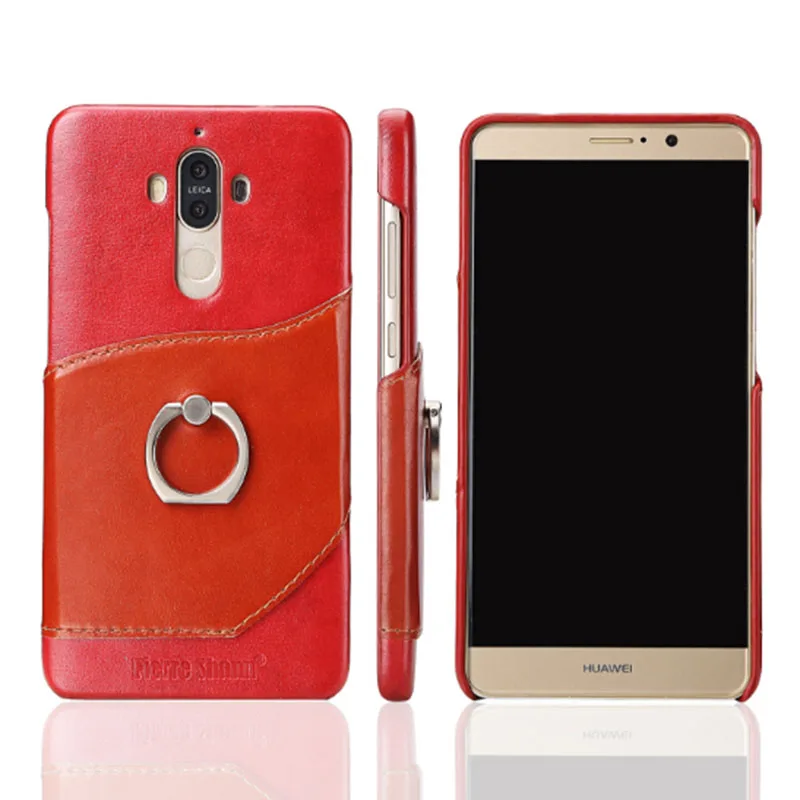 

Case For Huawei Mate 9 Pro New Hand Made With Finger Ring Stand Anti Knock Leather Cover For Huawei Mate 9 Pro Phone Case