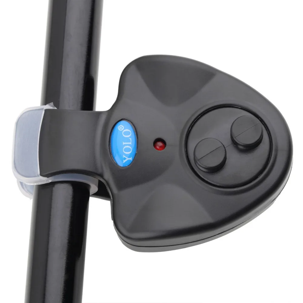 

Mini Universal Electronic Fish Bite Sound Alarm LED Light Alert Bell Fishing Rod Clip-On ABS Fish Bite Alarm Black