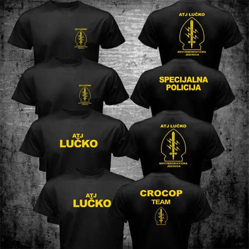 

ATJ LUCKO T shirt men two sides Croatian Police Counter Terrorism Special Unit Force Crocop gift Casual tee USA size S-3XL