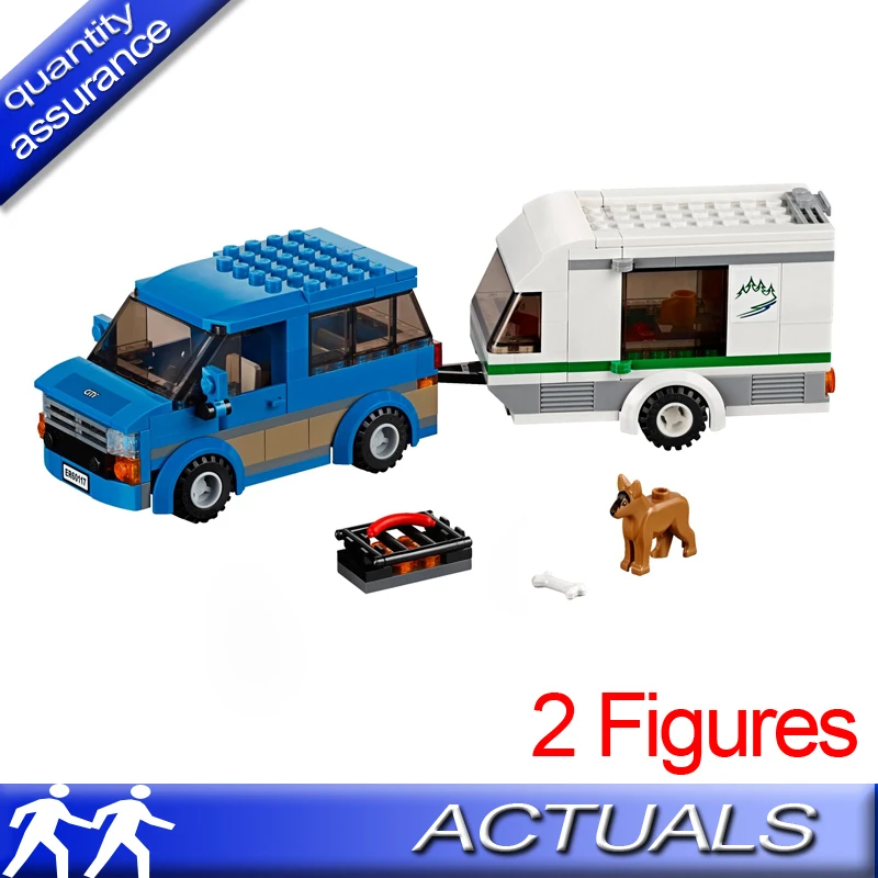 

02048 Compatible with Lego 60117 Van Caravan Building Blocks City Great Vehicles Model Bricks Educational Toys Car Gifts