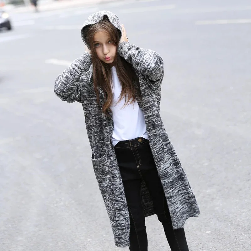 

2017 Mohair Knitted Coat for Girl Trendy Long Sleeve Cardigan for Teenage Girl Fashion Child Outerwear Kids Girl's Clothing