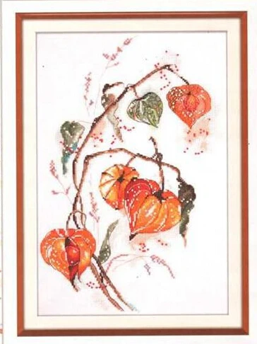 Счетный красивый Набор для вышивания крестиком Physalis Alkekengi китайский фонарь цветок растение осень земля Вишня