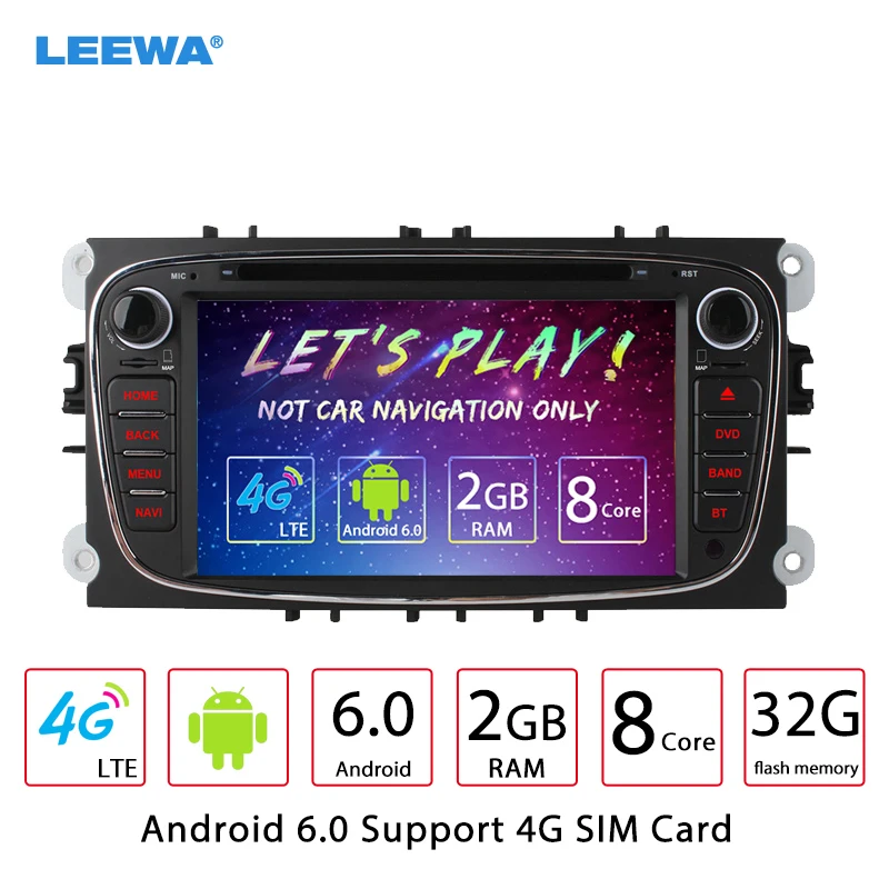 Discount LEEWA 7" Android 6.0 (64bit) DDR3 2G/32G/4G LTE Octa Core Car DVD GPS Radio Head Unit For Ford Transit Connect/Tourneo Connect 3
