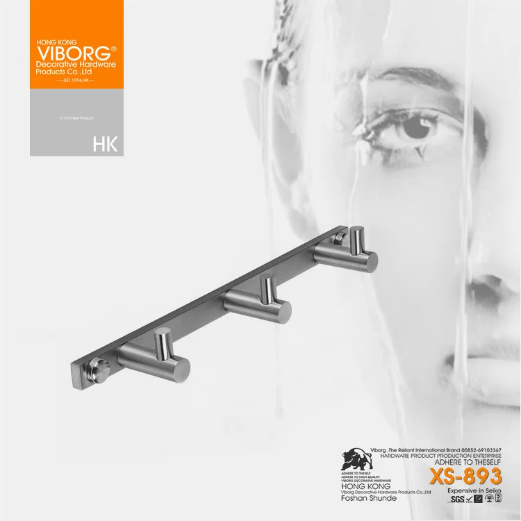 

(1 piece/lot) VIBORG 304 Stainless Steel Wall Hook (3 hooks), Towel Hooks, Coat Hooks, Wall Hooks, FREE SHIPPING
