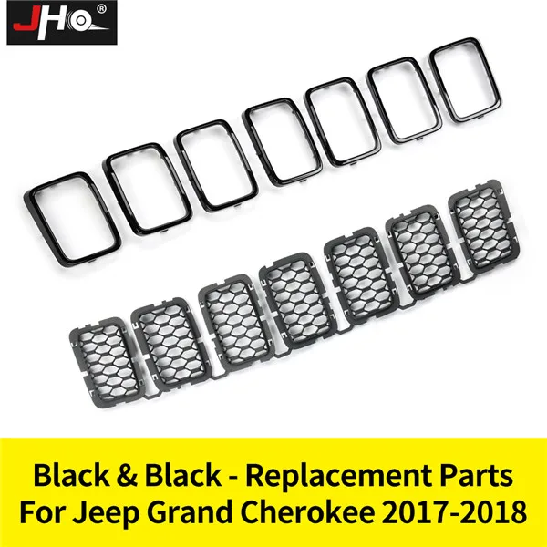 JHO ABS передняя решетка вставки сетки рамка Крышка Накладка для Jeep Grand Cherokee- 17 аксессуары для стайлинга автомобилей - Цвет: Цвет: желтый