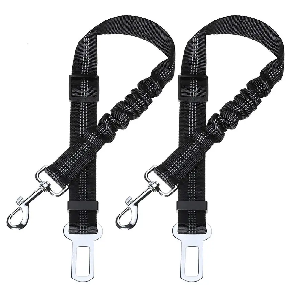 

2pcs/set Dog Safety Seat Belts Solid Adjustable Seatbelt Harness For Dogs Lead Clip Pet Dog Supplies Safety