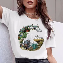 Camiseta divertida de Totoro, camisetas de mujer, camisetas de Spirited Away, camiseta de studio ghibli, camiseta con gráfico de Anime japonés, harajuku para mujer