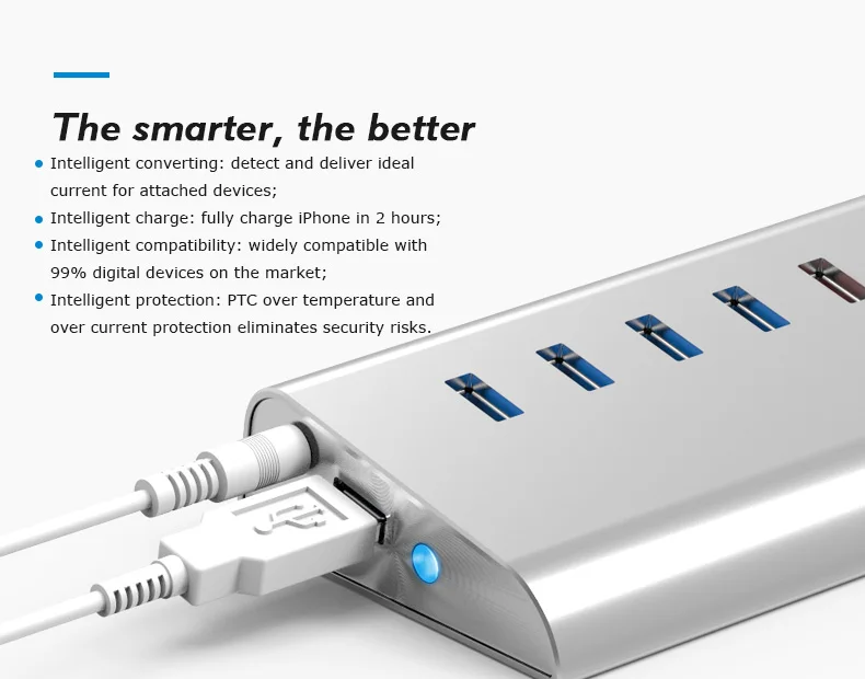 Blueendless USB 3.0 Aluminum Hight Speed 7 Port USB HUB