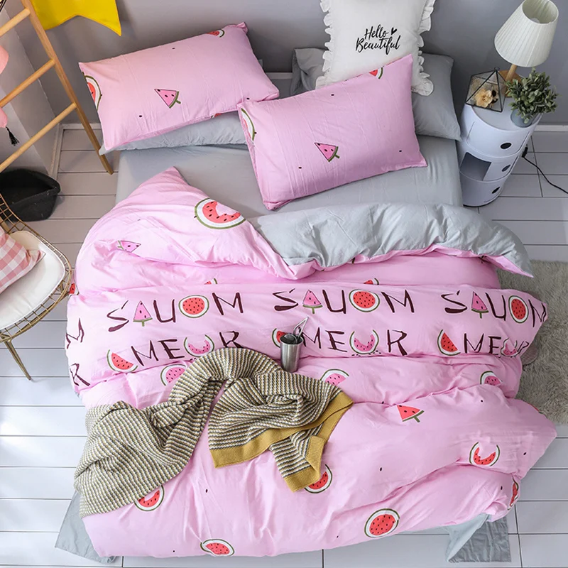 Pink Watermelon Teenage Girl Bedding Set Single Double Queen King