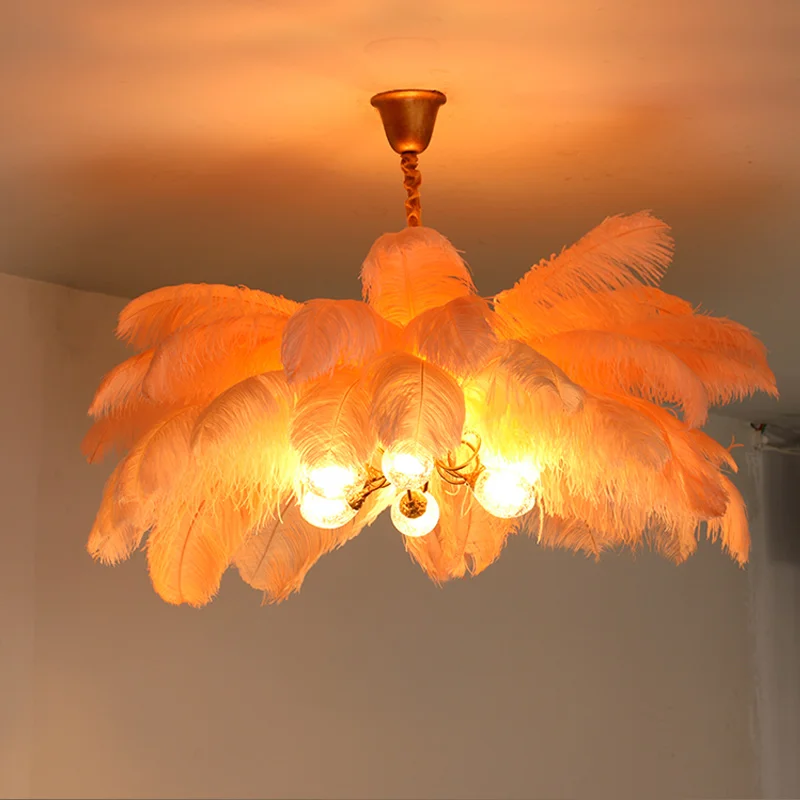 Postmodern Ceiling Pendant Lights Ostrich Feather Living Room Dining Bedroom Hanging Lighting | Освещение