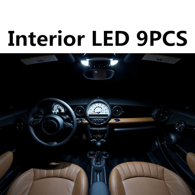 

Tcart 9pcs X free shipping Error Free LED Interior Light Kit Package for MINI Cooper r58 r59 S JCW accessories 2012+