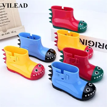 

VILEAD Cute PVC Dinosaur Rain Coat Shoes Children Cartoon Water Shoe Baby Boots Non-Slip Waterproof Boy Girls Student Shoes Boot