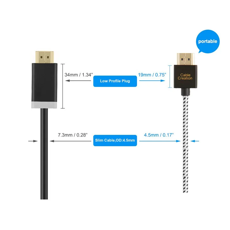 Ультра тонкий HDMI папа-папа HDMI 2,0 высокоскоростной ультра тонкий низкопрофильный кабель Поддержка 3D 4 k@ 60 Гц, возврат аудио для PS4