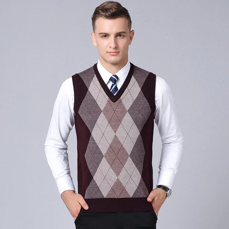 New 2018 autumn & winter mens thick sleeveless wool sweater fashion ...