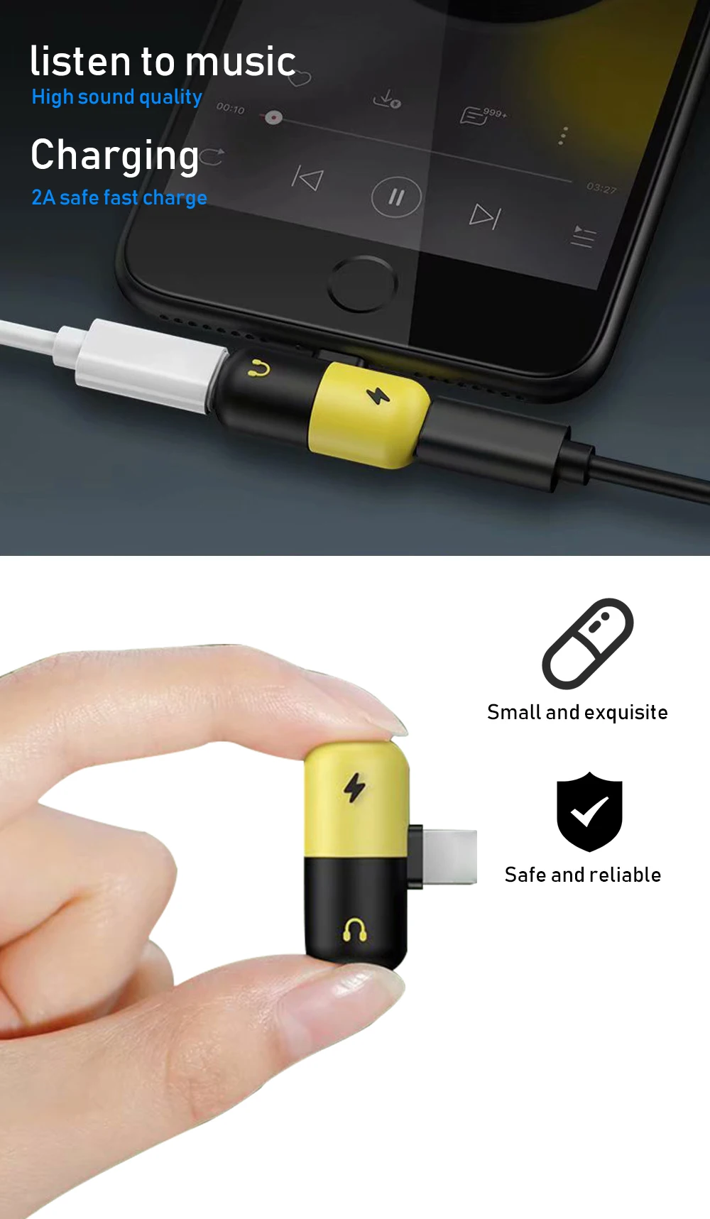 Portefeuille 2 in 1 Audio Adapter For iPhone X 8 Plus 7 6S Charger Aux Earphones Stereo Jack Adapter For ApplePhone Accessories (2)