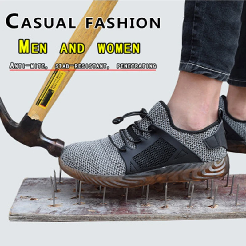 جديد 2019 تنفس شبكة أحذية أمان الرجال ضوء حذاء رياضة غير قابل للصدأ تو لينة مكافحة ثقب حذاء برقبة للعمل زائد size36 ~ 48