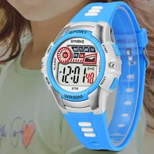 1 шт Для детей Студент цифровые электронные наручные часы Водонепроницаемый Круглый циферблат Регулируемый ремень часы для детской подарки lxh