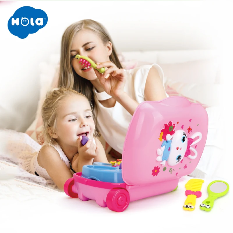 حولا 3109 مسرحية الماكياج اللباس لعب الأمتعة حقيبة مجموعات الالعاب الأطفال دمية الأثاث اللعب منزل اللعب للفتيات