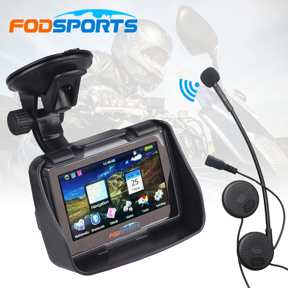 

Bluetooth Headset +256M 8GB 4.3 Inch Waterproof Motorcycle GPS Navigator Motorbike Navigation Free Maps! Instruction Voice