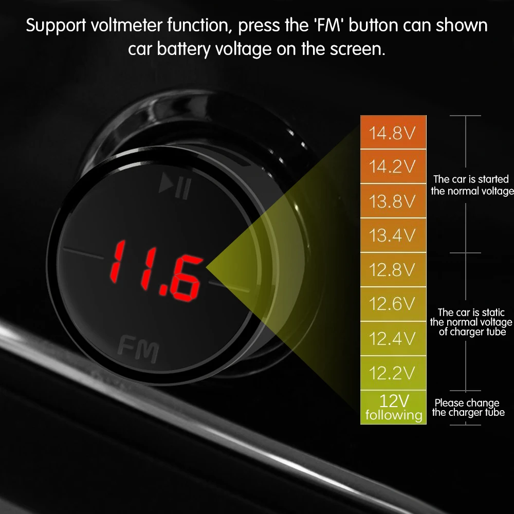 Bluetooth автомобильный комплект музыкальный плеер вращающийся fm-передатчик модулятор 3.1A двойной USB Автомобильное зарядное устройство Поддержка U диск и вольтметр