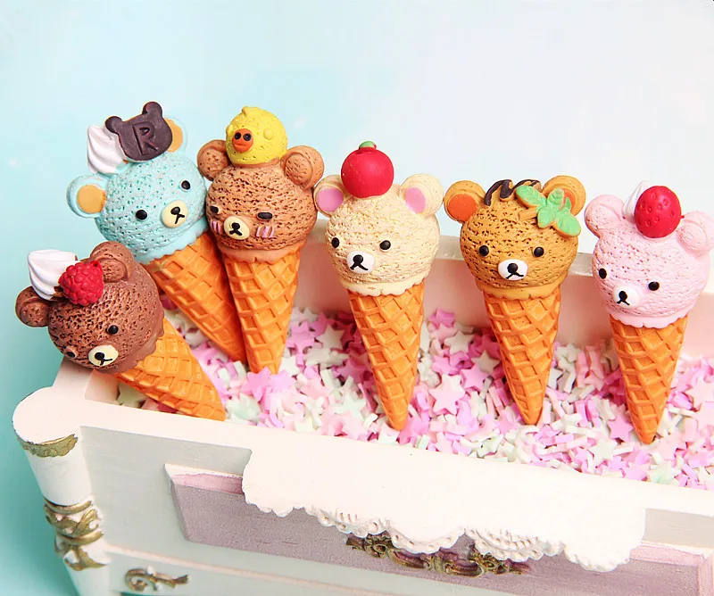 2pcs/lot Cute Scale Miniature Resin Ice Cream Cone Pretend Food For Dollhouse Play Kitchen Food 4
