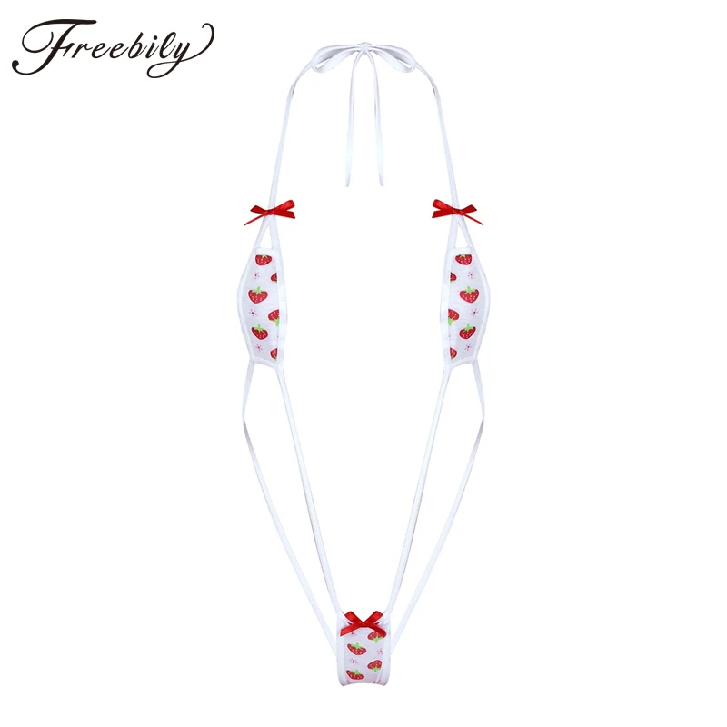 

Monokini Swim 2019 Sexy Mini Swimsuit Cute Strawberry Design Monokini Micro G String Swimsuits Halter Neck Bathing Suit