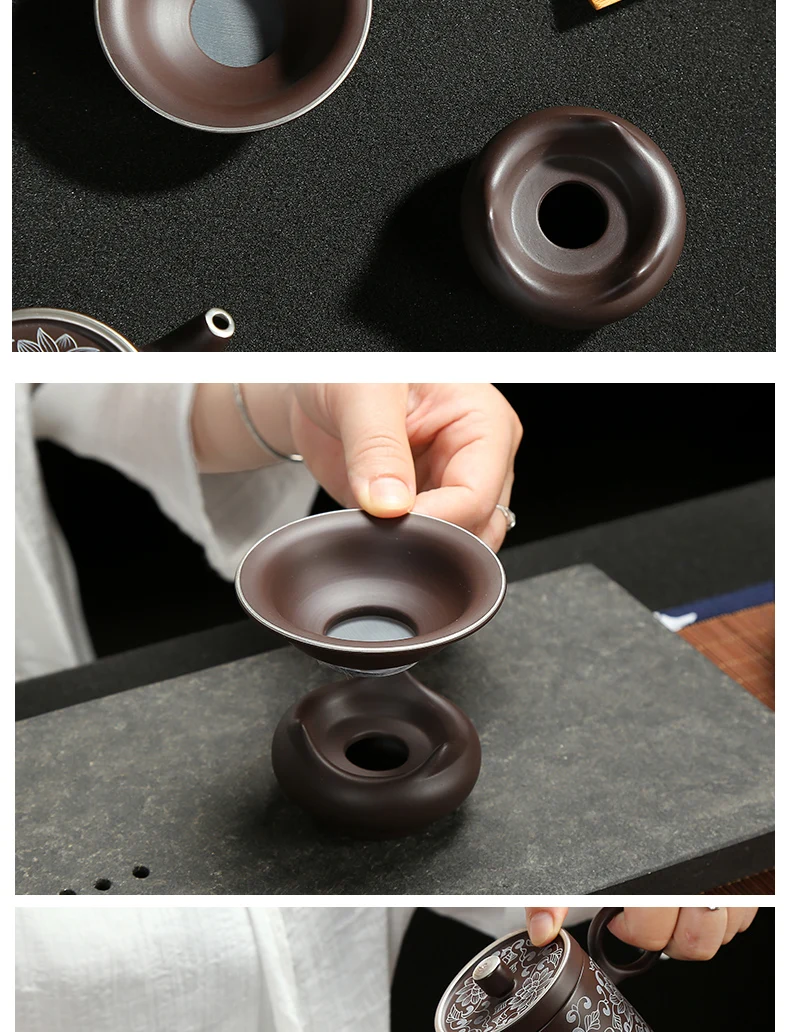 Ситечко для чая Исин, винтажный китайский чайный набор кунг-фу, набор фильтров для кофе ручной работы, керамические фиолетовые глиняные аксессуары для чая