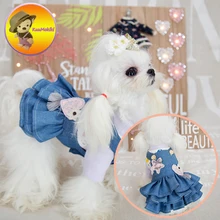Personalize Design Dog Dress Dresses Pet Jeans Skirt Skirts cat Clothing Supplies XS-XL Dog Pet Apparel for Teddy Poodle