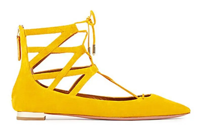 

Top Qquality Plus Size 35-42 Summer Ankle Boots Pointed Toe Women Flats Hollow Out Lace-up Botines 13 Colors Suede Shoes