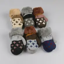 Зимние вязаные плюшевые перчатки для мальчиков и девочек, теплые детские варежки с начесом Зимние вязаные плюшевые перчатки для мальчиков и девочек, теплые детские варежки с начесом