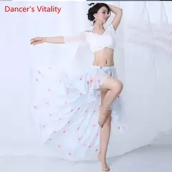 2019 летняя шифоновая сексуальная женская одежда для восточных танцев костюм для танца живота белый топ + длинная юбка 2 шт